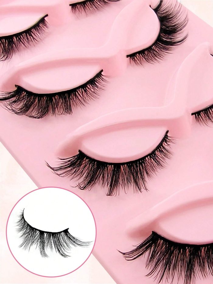 False Eyelashes 5 Pairs 18mm Cat Eye Volumized Eyelashes Fluffy - Image 4