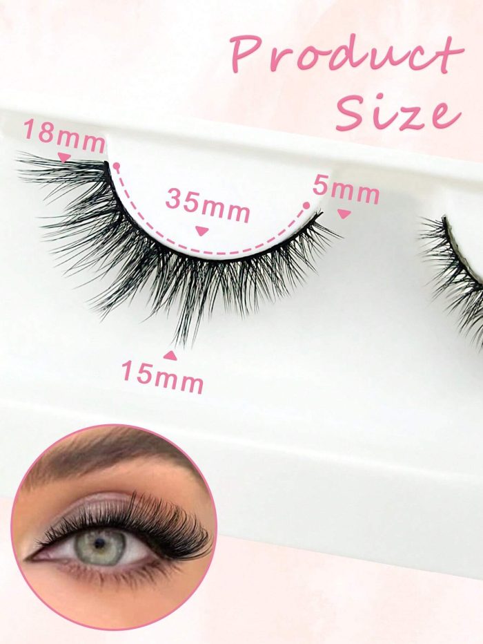 False Eyelashes 5 Pairs 18mm Cat Eye Volumized Eyelashes Fluffy - Image 5