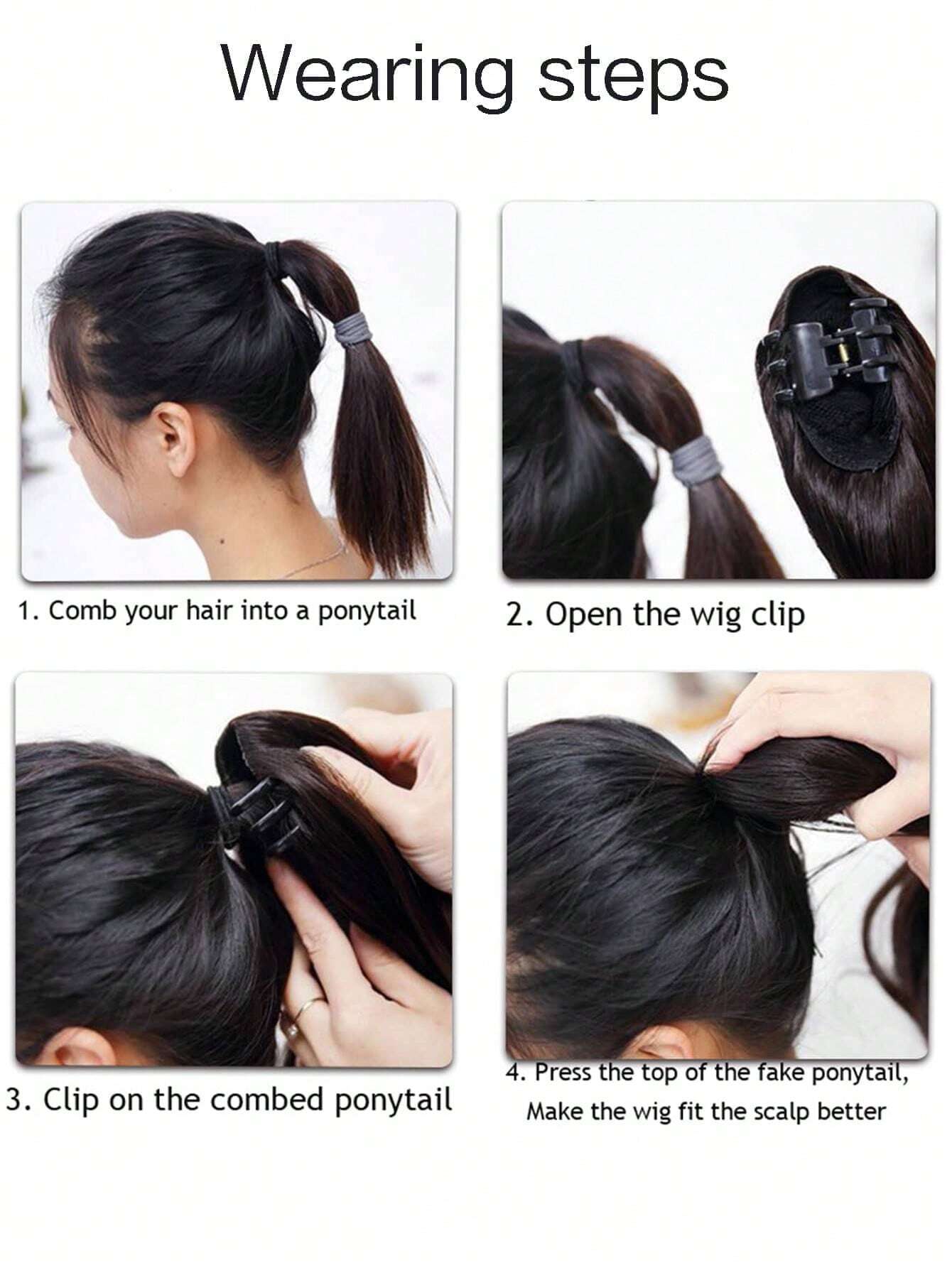 Long Straight Claw Clip Ponytail Fake Hair 24 Inch Black Brown Synthetic PonytaiL - Image 7