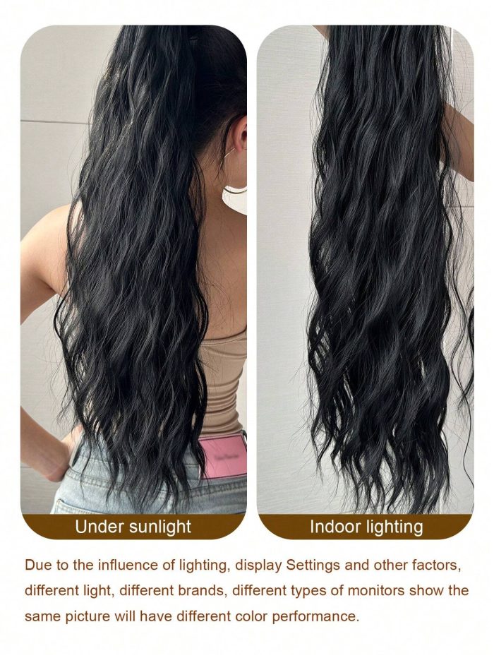 Ponytail Extension Claw 22-24 Inch Curly Wavy Clip In Hairpiece One Piece Long Pony Tails For Women Black Claw Ponytail Extension - Image 5
