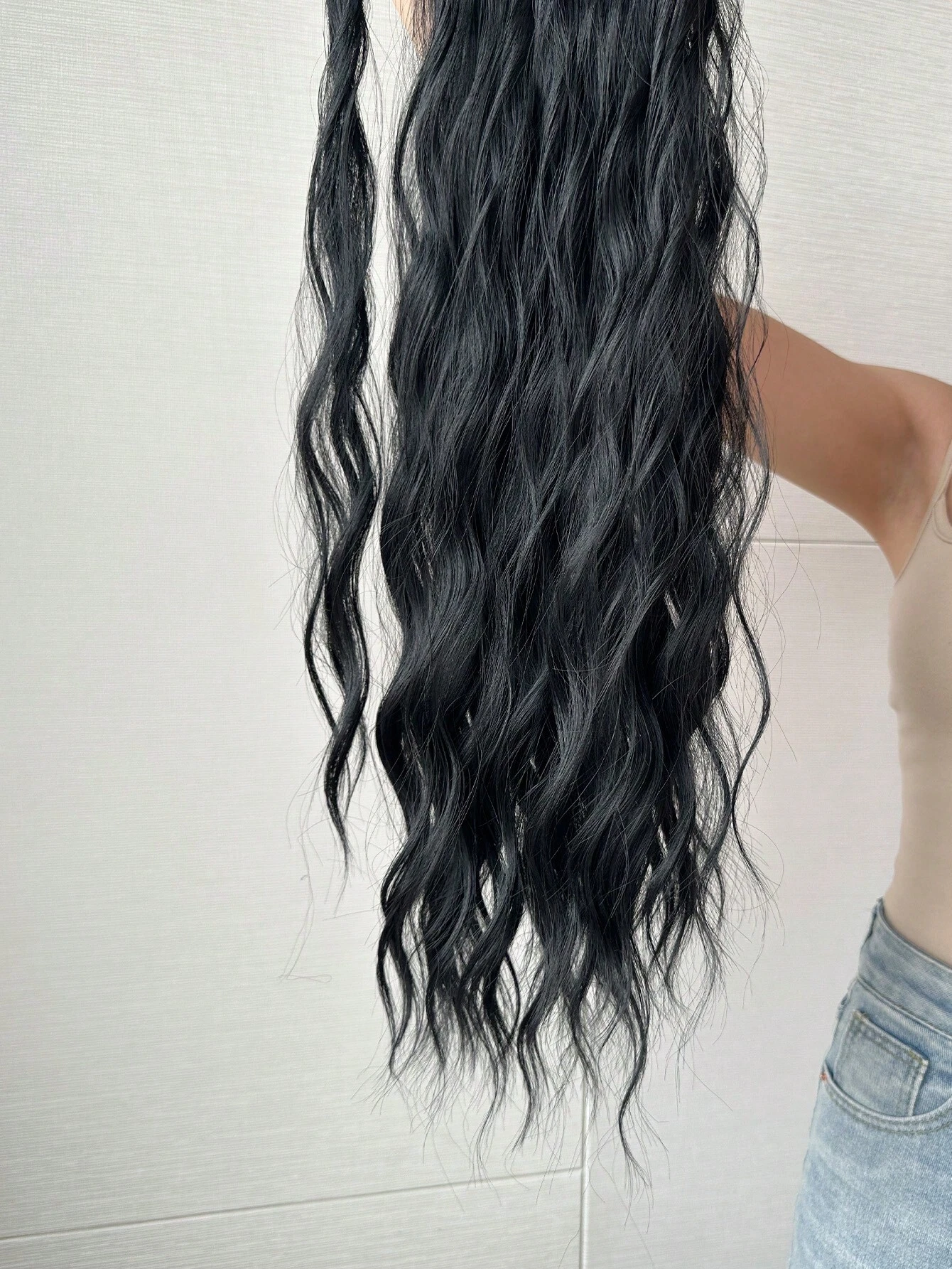 Ponytail Extension Claw 22-24 Inch Curly Wavy Clip In Hairpiece One Piece Long Pony Tails For Women Black Claw Ponytail Extension - Image 6