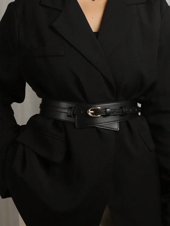 Simple Style Metal Buckle Belt for Coats and Dresses
