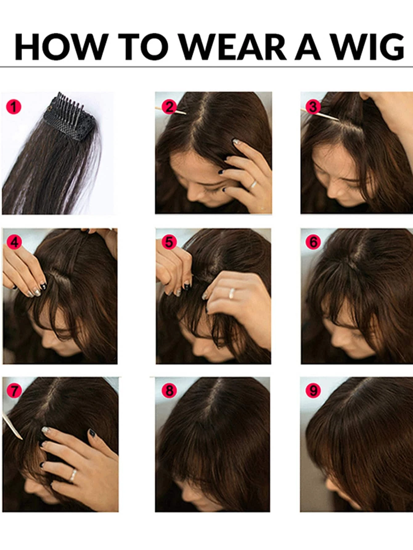 Straight hair black 6-inch synthetic fiber air fringe synthetic wig - Image 6