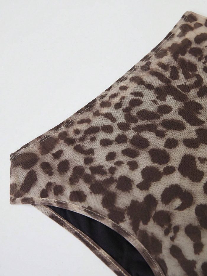 Women's Leopard Print Oblique Shoulder Bodysuit - Image 5