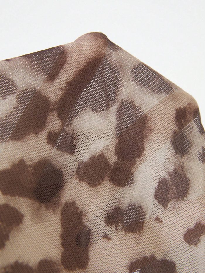 Women's Leopard Print Oblique Shoulder Bodysuit - Image 7