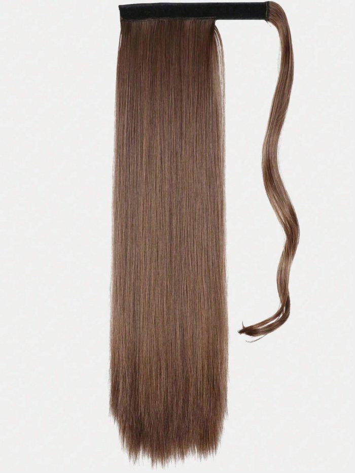 long straight hair wig piece ponytail synthetic female ponytail hair extensions Brown - Image 3