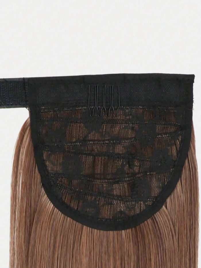 long straight hair wig piece ponytail synthetic female ponytail hair extensions Brown - Image 4