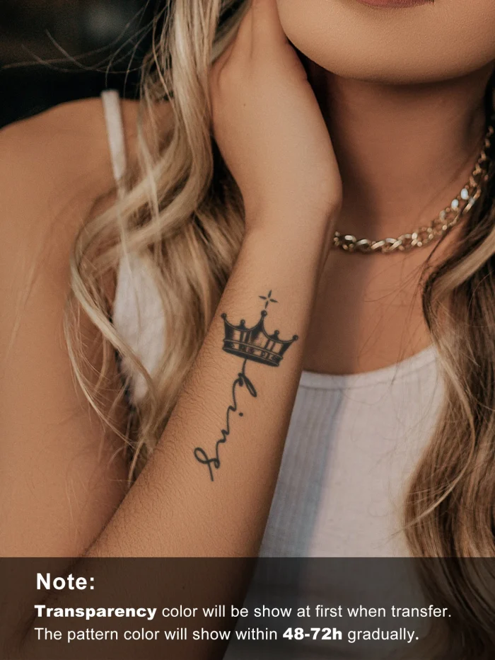 1Sheet Waterproof Crown Pattern Tattoo Sticker Fake Tattoos - Image 3