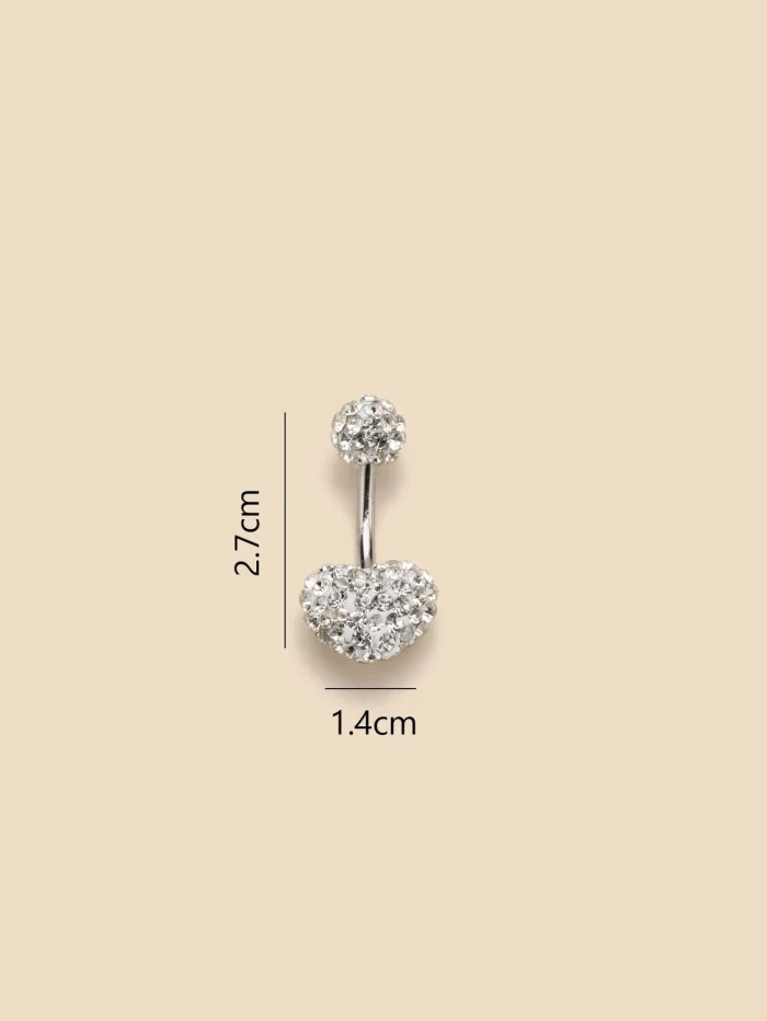 1 pc stainless steel white circular and heart-shaped navel nail for women's - Image 4