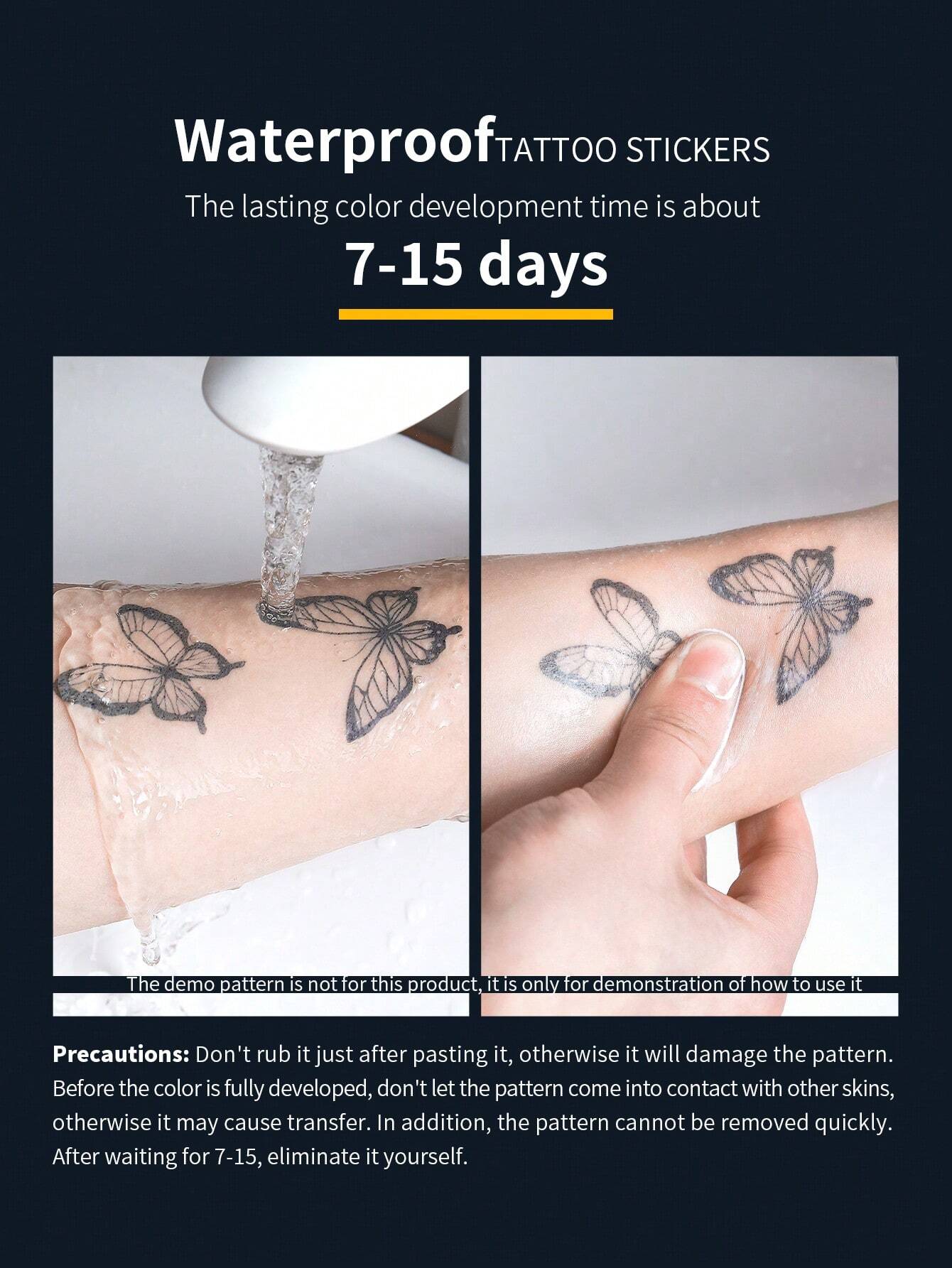 1 sheets Realistic Waterproof Semi-Permanent Tattoo Stickers electrocardiogram Heartbeat Lasts 7-15 Days - Image 6