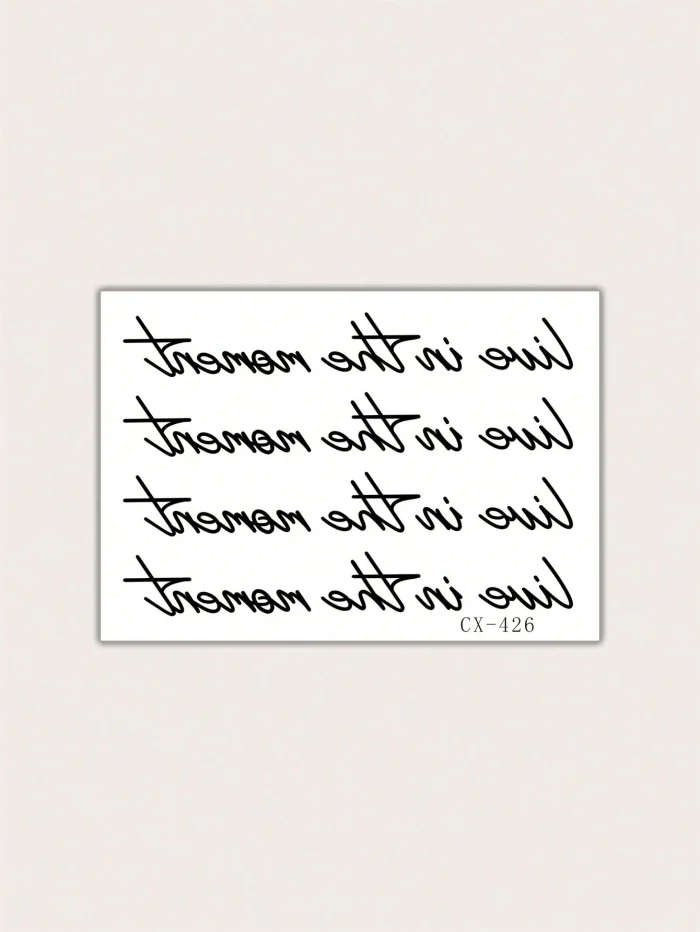 1pc Waterproof Pvc Temporary Tattoo Sticker With English Short Sentences - Image 2
