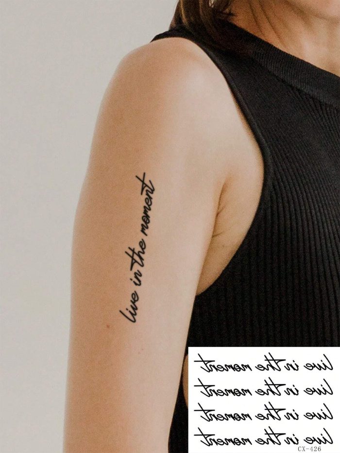 1pc Waterproof Pvc Temporary Tattoo Sticker With English Short Sentences - Image 3