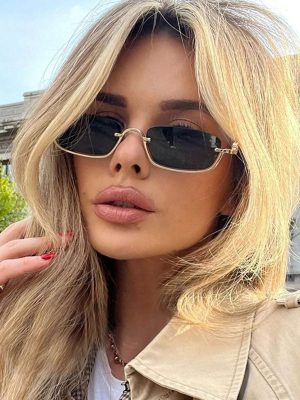 1pc Women's Half-Frame Square Metal Fashion Glasses