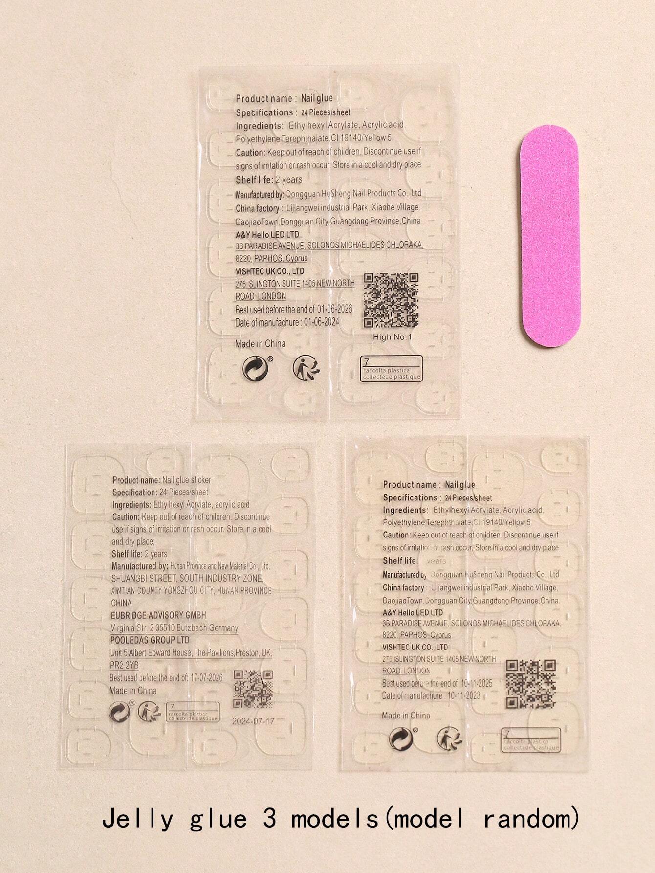 24pcs/Set Medium Long Coffin Shaped Silver Glitter False Nails - Image 6