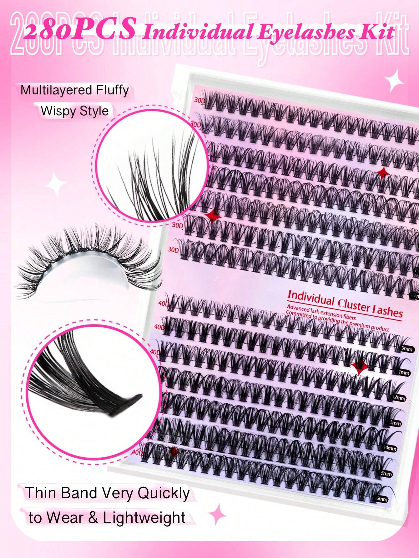 280PCS Individual Lash Clusters Natural Look&Wispy Lash Clusters - Image 4