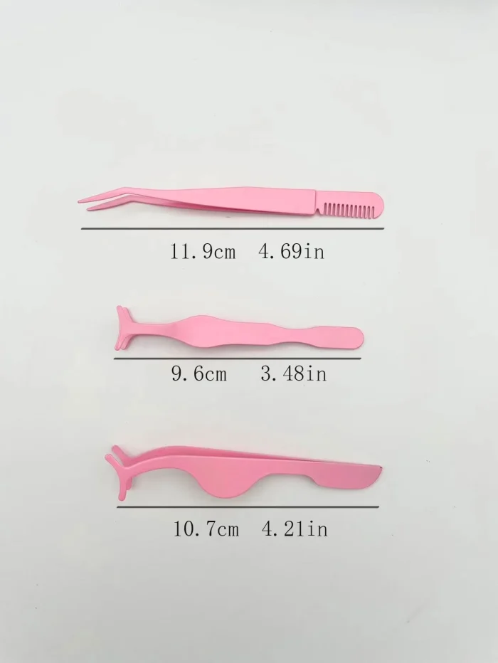 3pcs Pink Seahorse & Gourd Shape False Eyelashes Applicator With Comb Clip Set, Essential Makeup Tool - Image 2