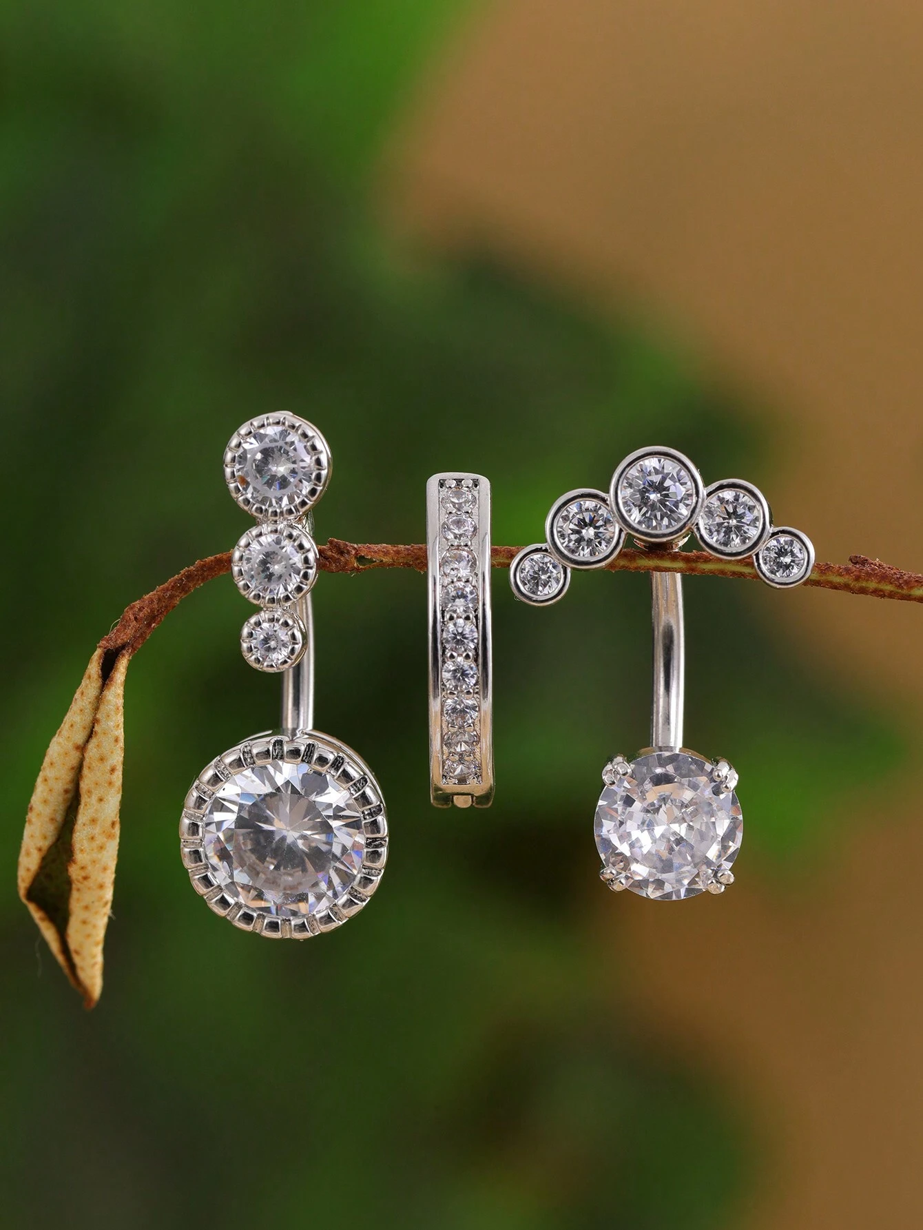 3pcs Stainless Steel Belly Button Rings Set Classic Short With Inlay Women's Sexy Piercing Jewelry - Image 4