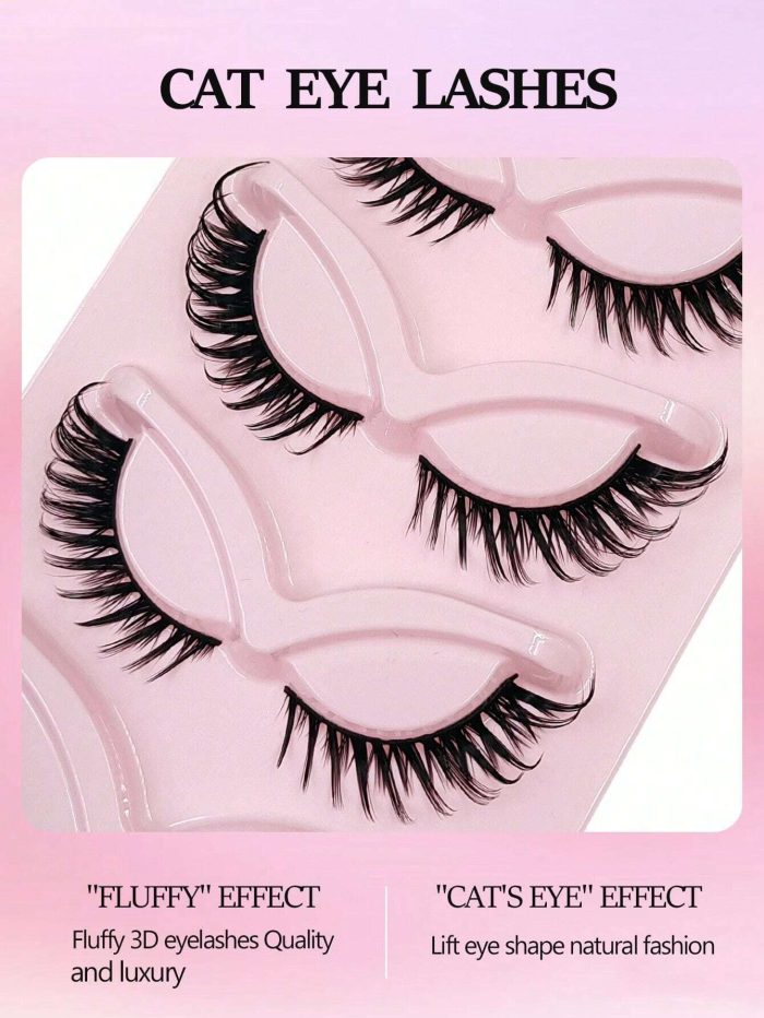 5 Pairs False Lashes Cluster Lashes Cat Eye Natural Look Tail Elongated Eyelashes Faux Mink Lashes - Image 4