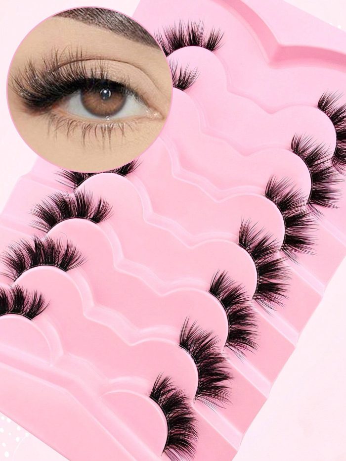 7 Pairs Half Lashes Cat Eye With Clear Band Wispy False Eyelashes Natural Look 3/4 Corner Lashes Short Accent Lashes - Image 4