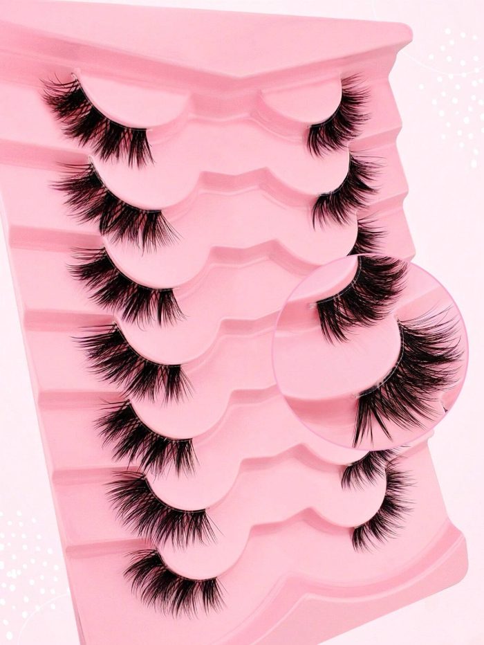 7 Pairs Half Lashes Cat Eye With Clear Band Wispy False Eyelashes Natural Look 3/4 Corner Lashes Short Accent Lashes - Image 6