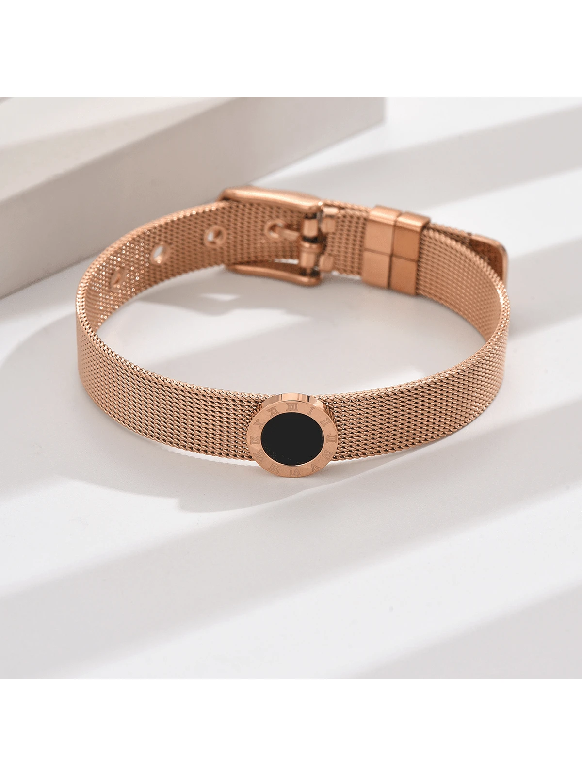 A French Elegant Roman Numerals Bracelet Stainless Steel Elegant Female Jewelry Suitable Rose Gold