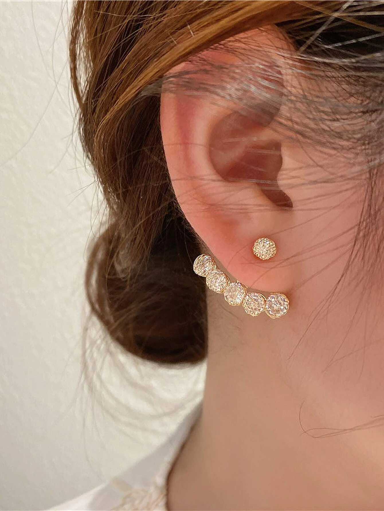 Andkiss Cubic Zirconia Decor Earring Jackets