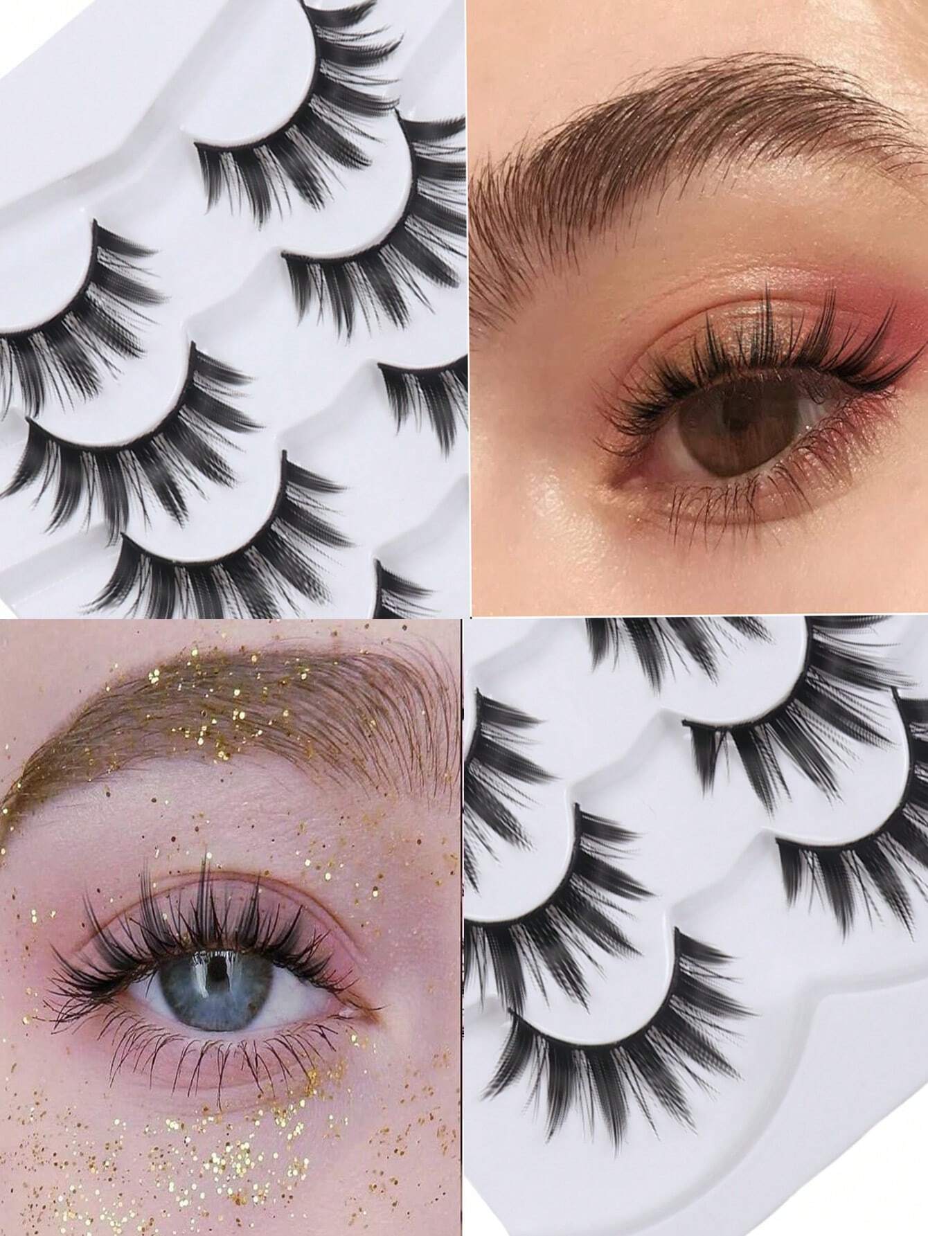 Manga Lashes Pointed Cat Eye Lashes, Natural Look Anime False Eyelashes Individual Wispy Korean Makeup Eyelashes Clusters - Image 6