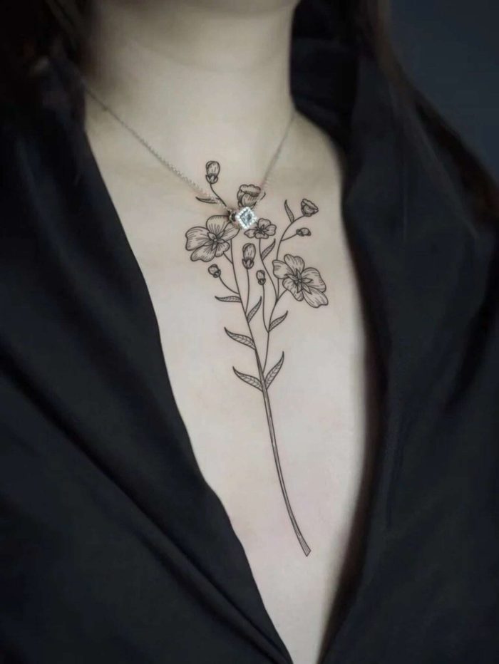 1pc Black Floral & Letter Pattern Temporary Tattoo Sticker For Arm - Image 3