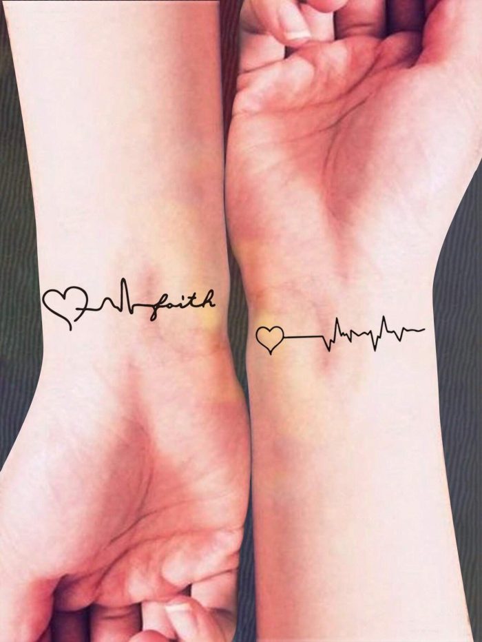 3sheets Heartbeat Pattern Tattoo Sticker - Image 4