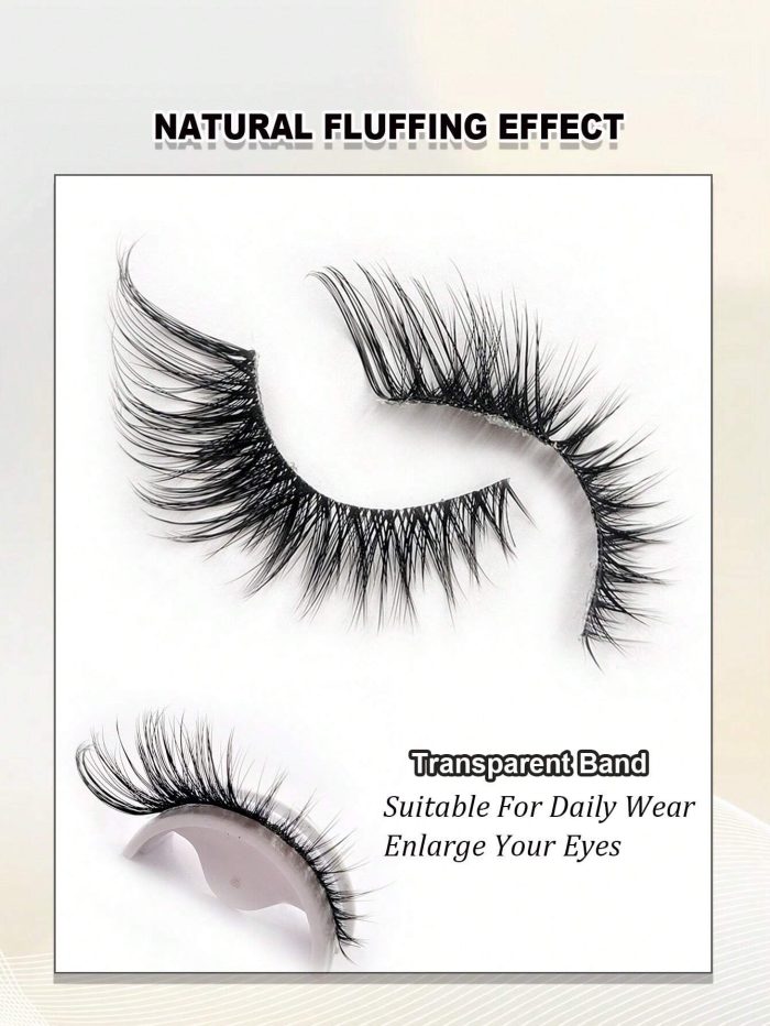 5 Pairs Cat Eye Faux Mink Eyelashes Clear Band Lashes Natural Look Wispy Mink Eyelashes Full Strip Lashes - Image 4