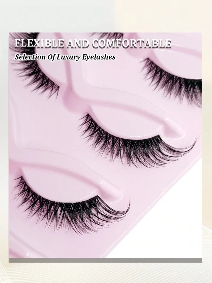 5 Pairs Cat Eye Faux Mink Eyelashes Clear Band Lashes Natural Look Wispy Mink Eyelashes Full Strip Lashes - Image 5