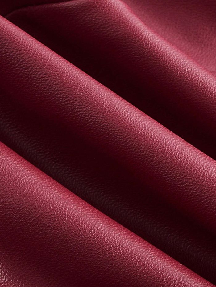 Firerie New Stylish Elegant Sexy Hot Girl Streetwear Party Spandex Faux Leather Burgundy  Autumn/Winter - Image 4