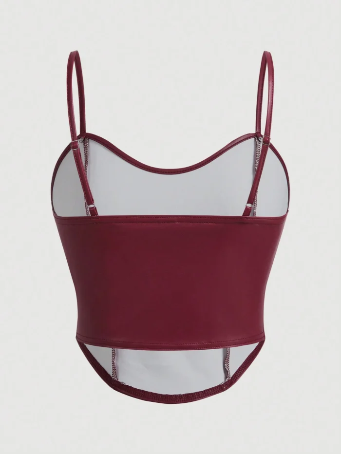 Firerie New Stylish Elegant Sexy Hot Girl Streetwear Party Spandex Faux Leather Burgundy  Autumn/Winter - Image 6