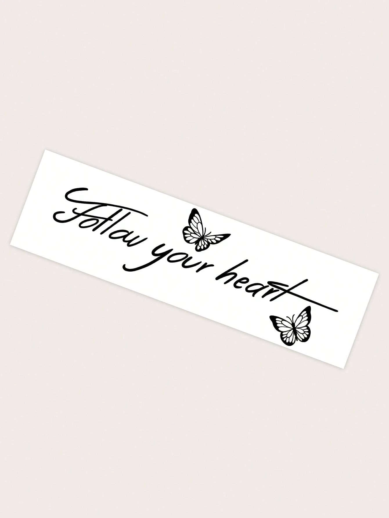 Waterproof, Sweatproof & Washable Temporary Tattoo Sticker With Butterfly And Life Quote Design - Image 5