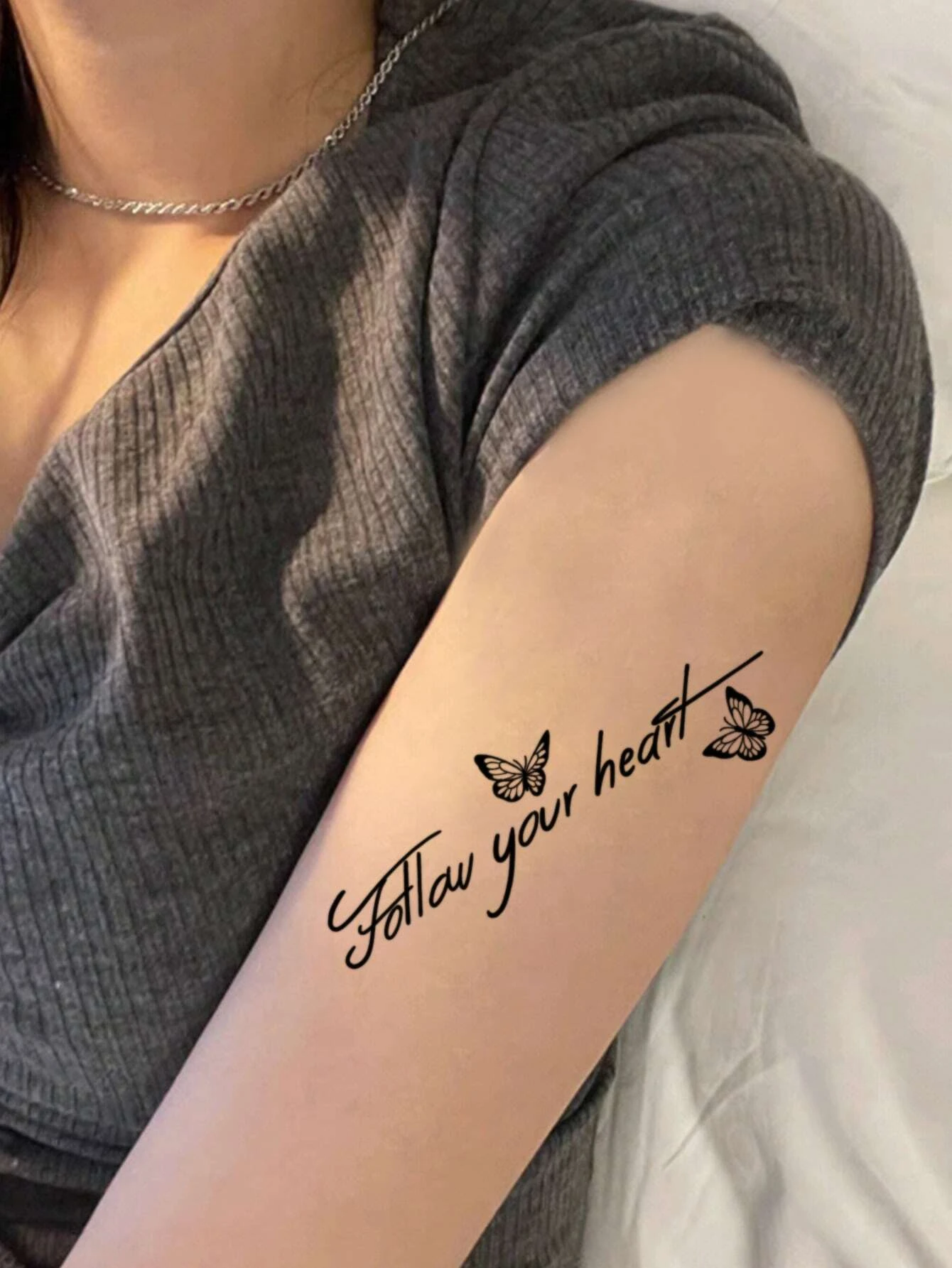 Waterproof, Sweatproof & Washable Temporary Tattoo Sticker With Butterfly And Life Quote Design - Image 6