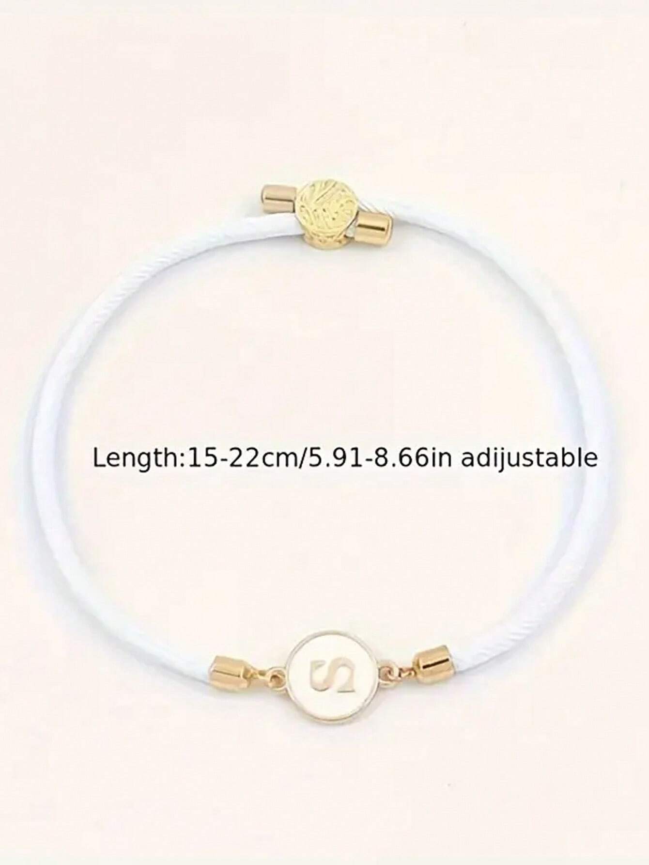 1PC Classic Black A-Z 26 Initial WhitePull-Out Bracelet Women's Simple Casual Style Fashion Charm Jewelry - Image 2