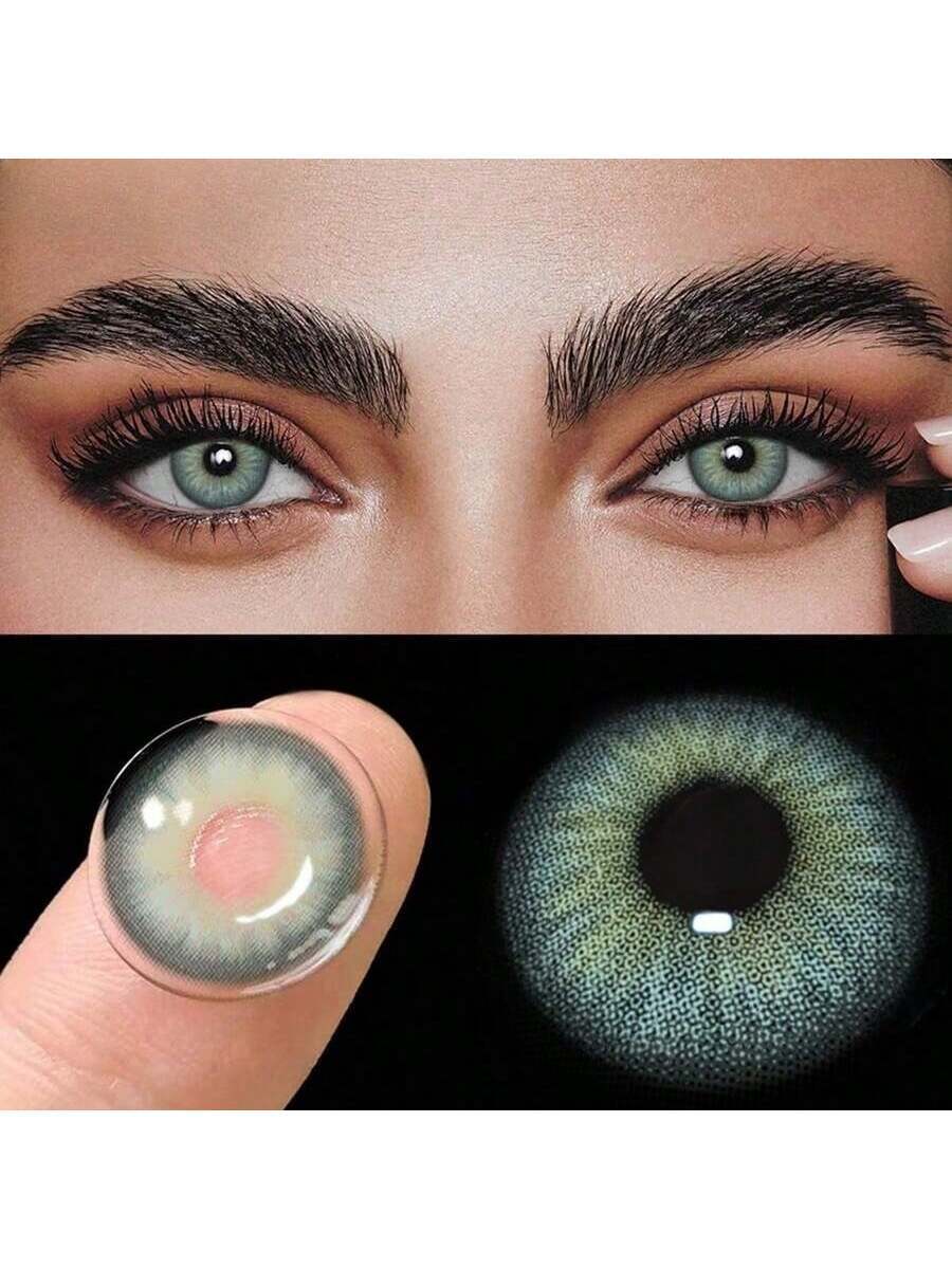 1 Pair Of Colored Contact Lenses For Eyes, Natural Colored Green