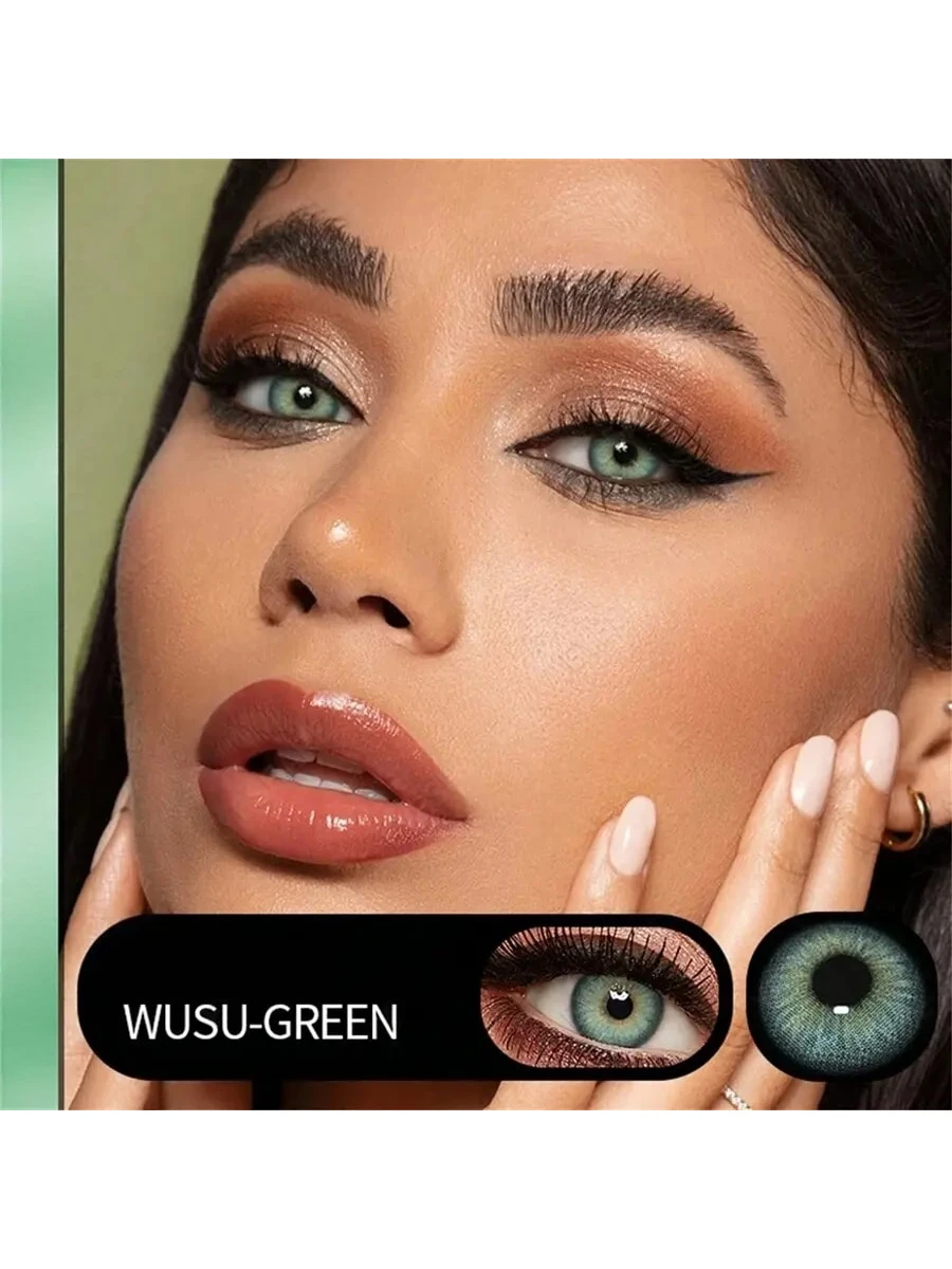 1 Pair Of Colored Contact Lenses For Eyes, Natural Colored Green - Image 2
