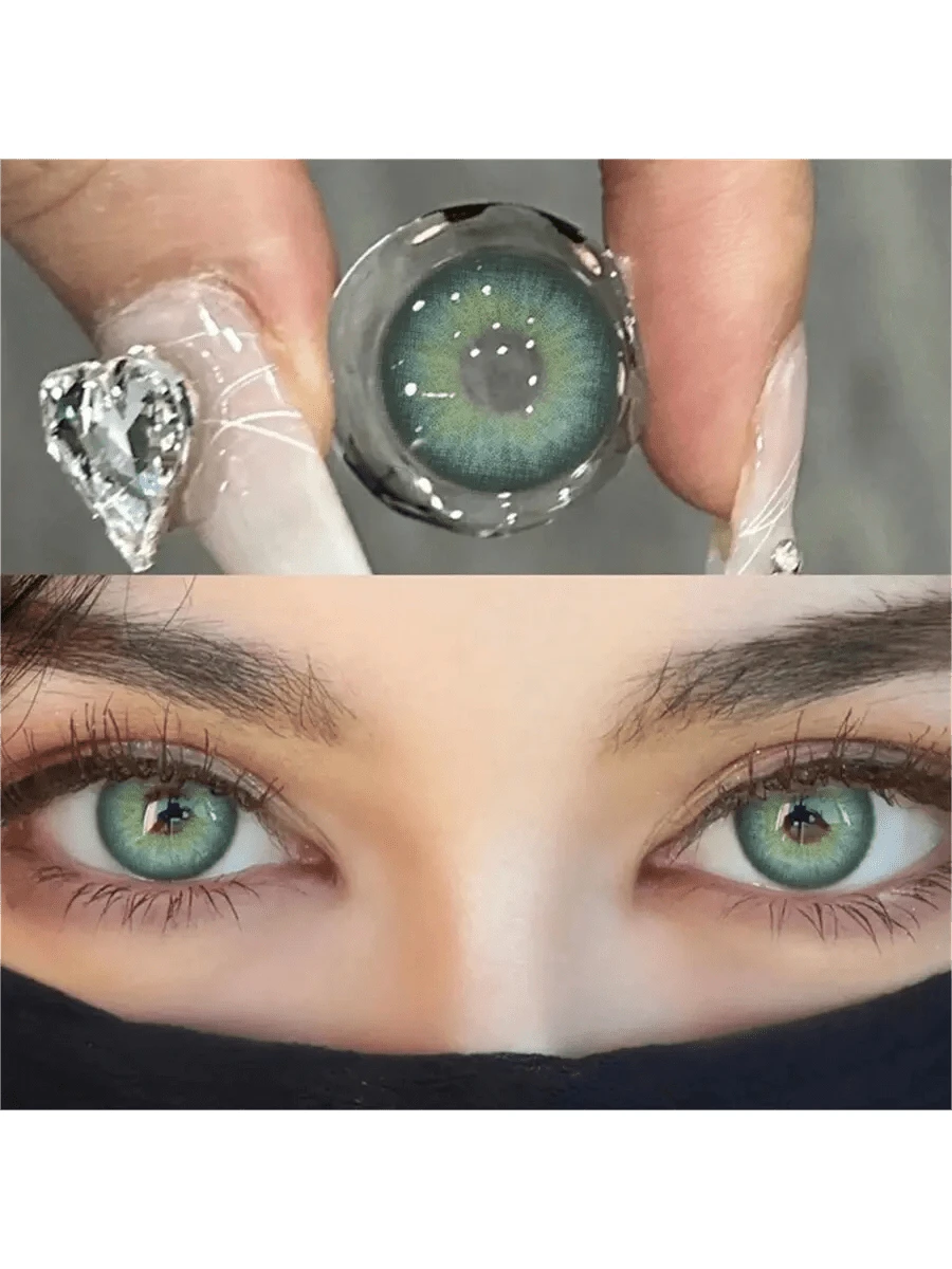 1 Pair Of Colored Contact Lenses For Eyes, Natural Colored Green - Image 3