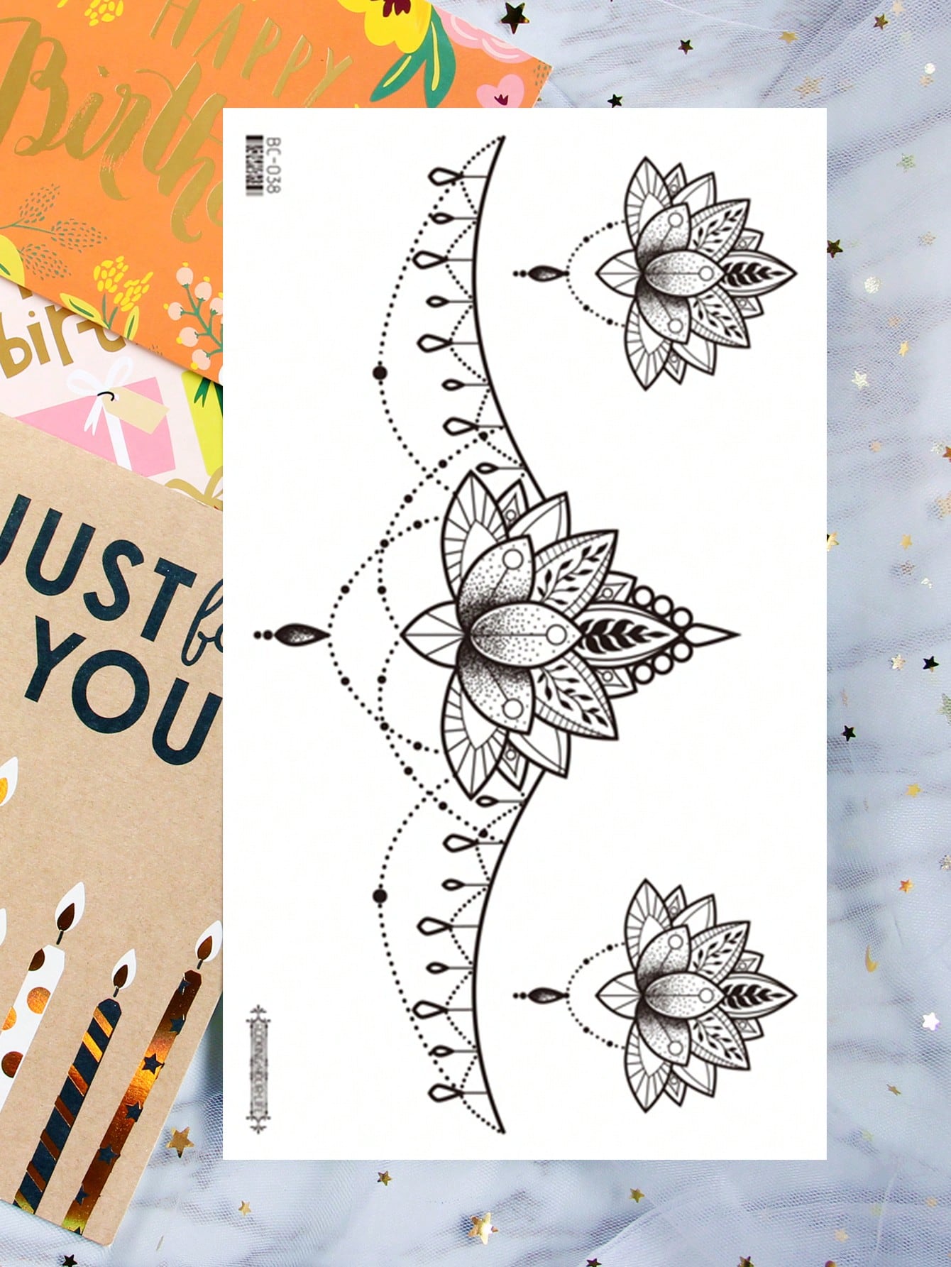 1 Sheets Under Breast Thigh Straps Body Art Temporary Tattoo Stickers, Waterproof Fake Tattoo, Lasts 2-5 Days - Image 3