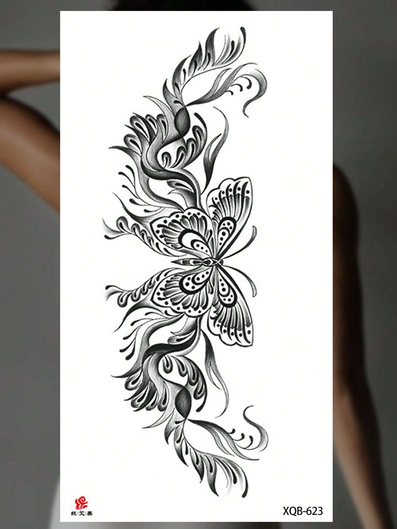 1pc Black Butterfly Temporary Tattoo, Sexy Butterfly Pattern Temporary Tattoo Sticker - Image 5