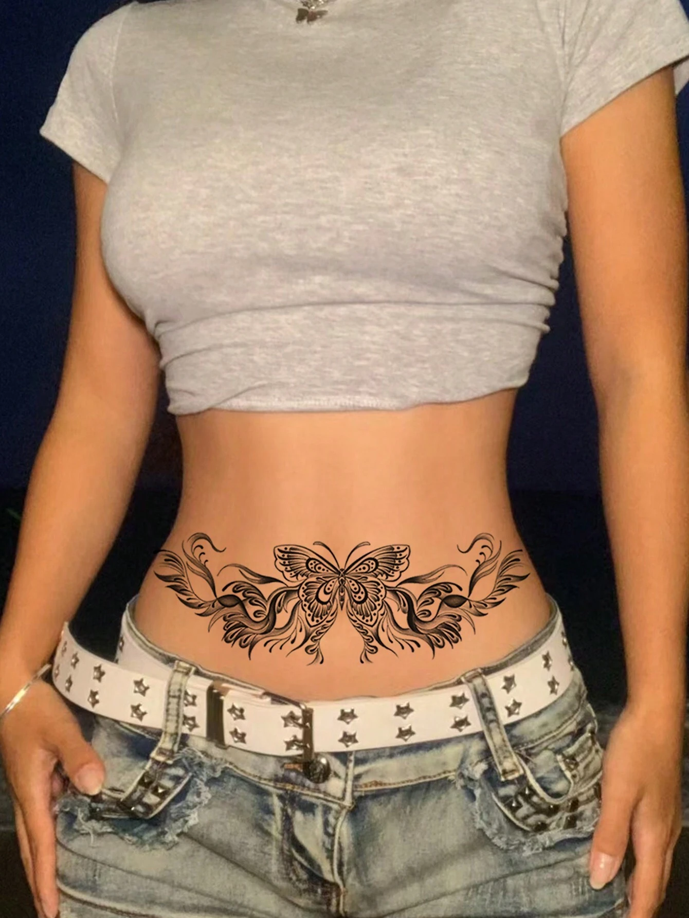 1pc Black Butterfly Temporary Tattoo, Sexy Butterfly Pattern Temporary Tattoo Sticker - Image 2