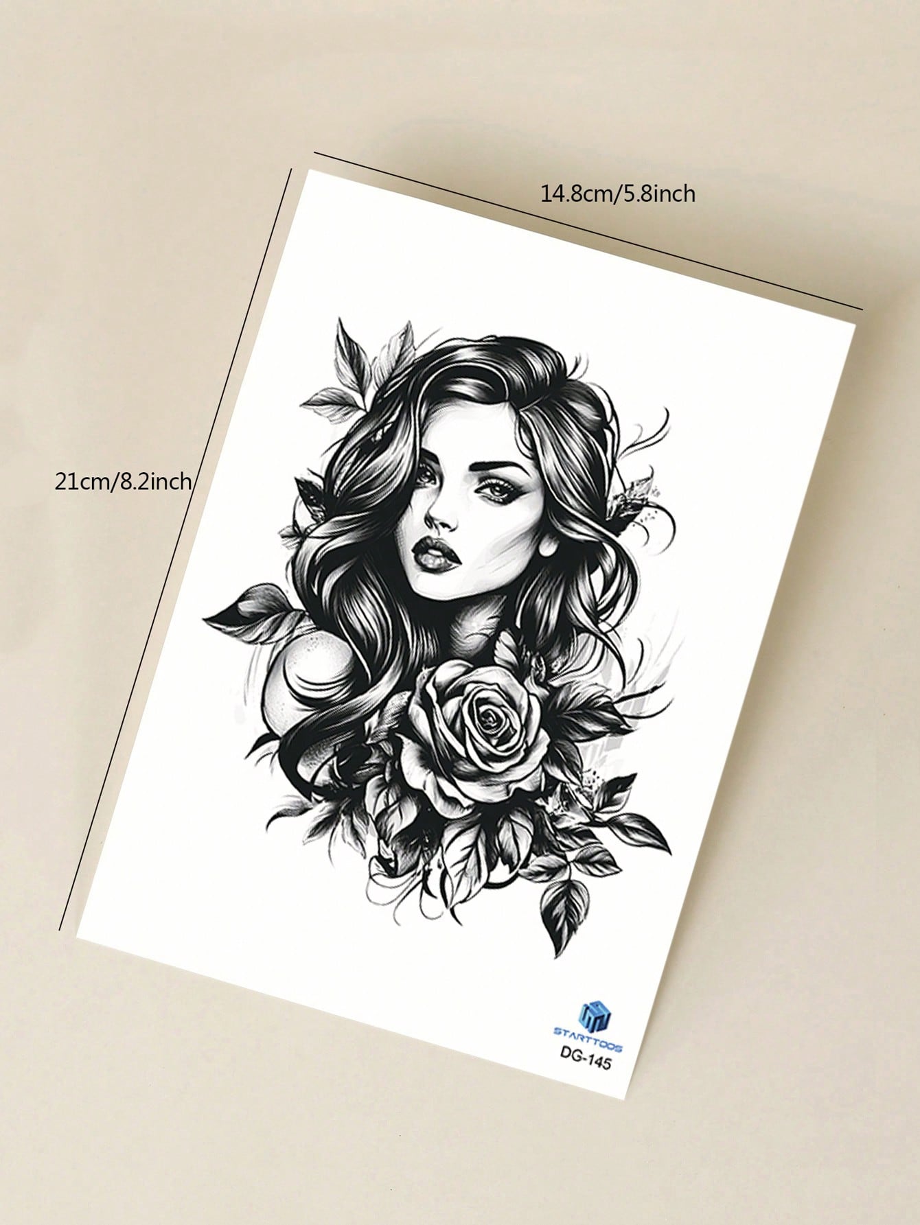 1pc Black Rose Flower Tattoo Sticker - Image 5