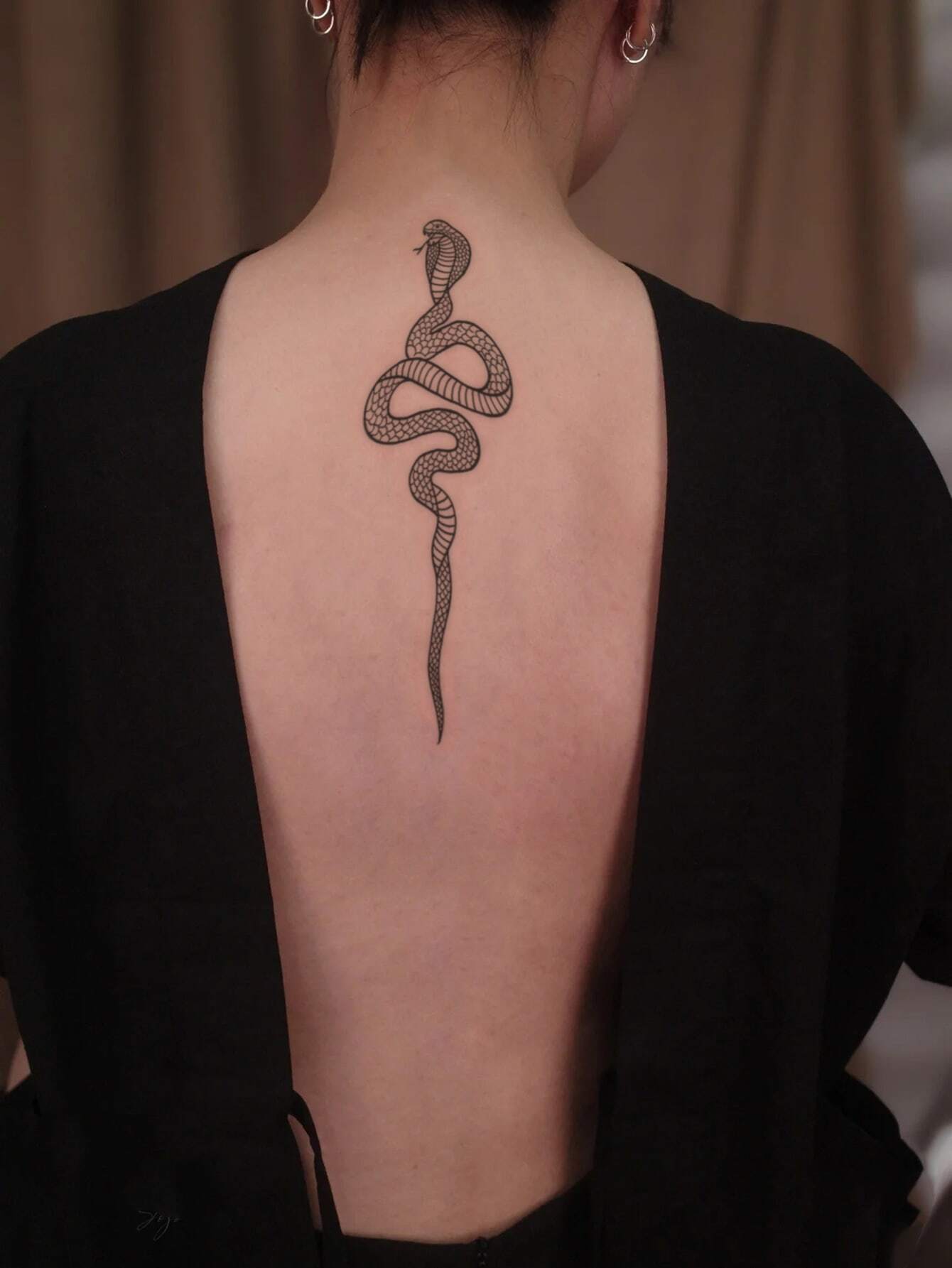 1pc Black Snake Design Mesh Temporary Tattoo Sticker
