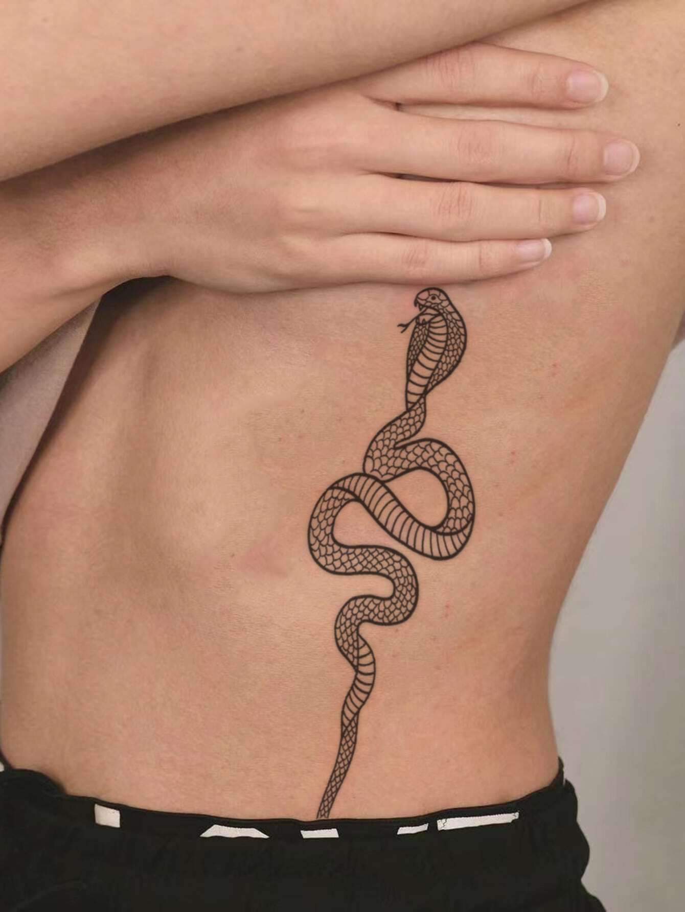 1pc Black Snake Design Mesh Temporary Tattoo Sticker - Image 3