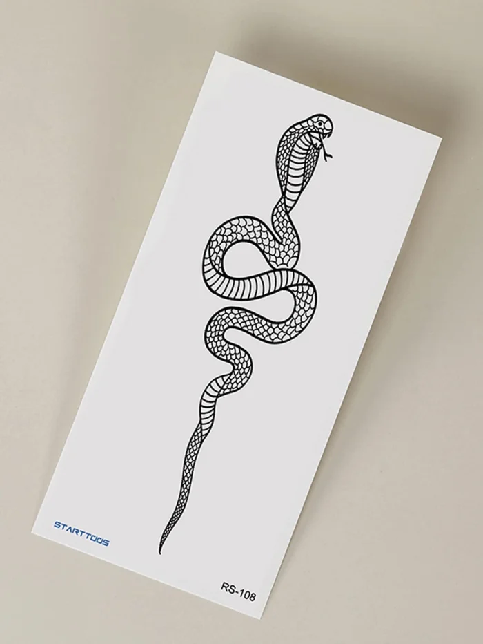 1pc Black Snake Design Mesh Temporary Tattoo Sticker - Image 4