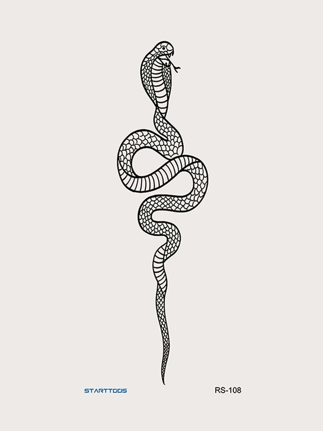 1pc Black Snake Design Mesh Temporary Tattoo Sticker - Image 6