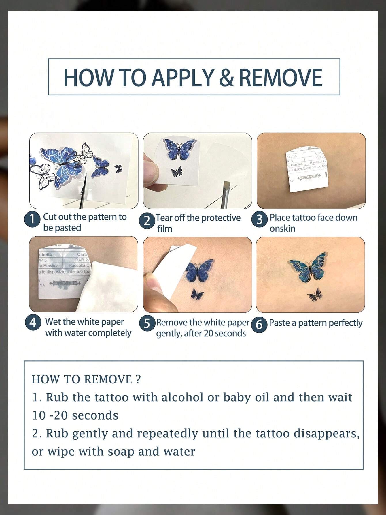 1pc Women Black Butterfly Temporary Tattoo Sticker - Image 2