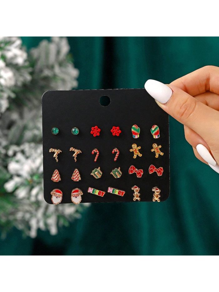 1set Christmas Earring Set Featuring Snowflakes