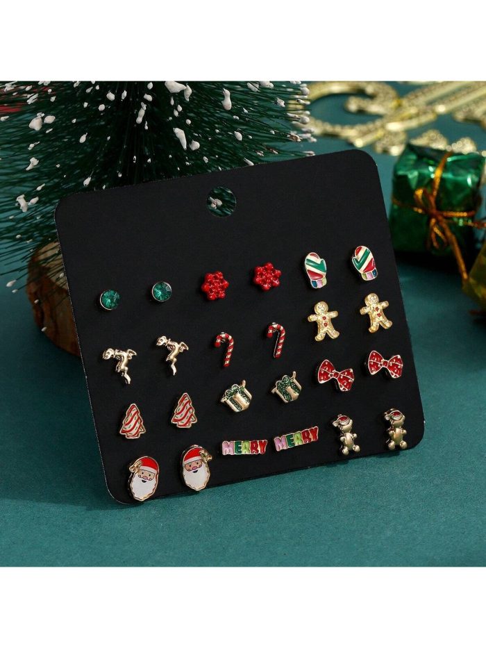 1set Christmas Earring Set Featuring Snowflakes - Image 2